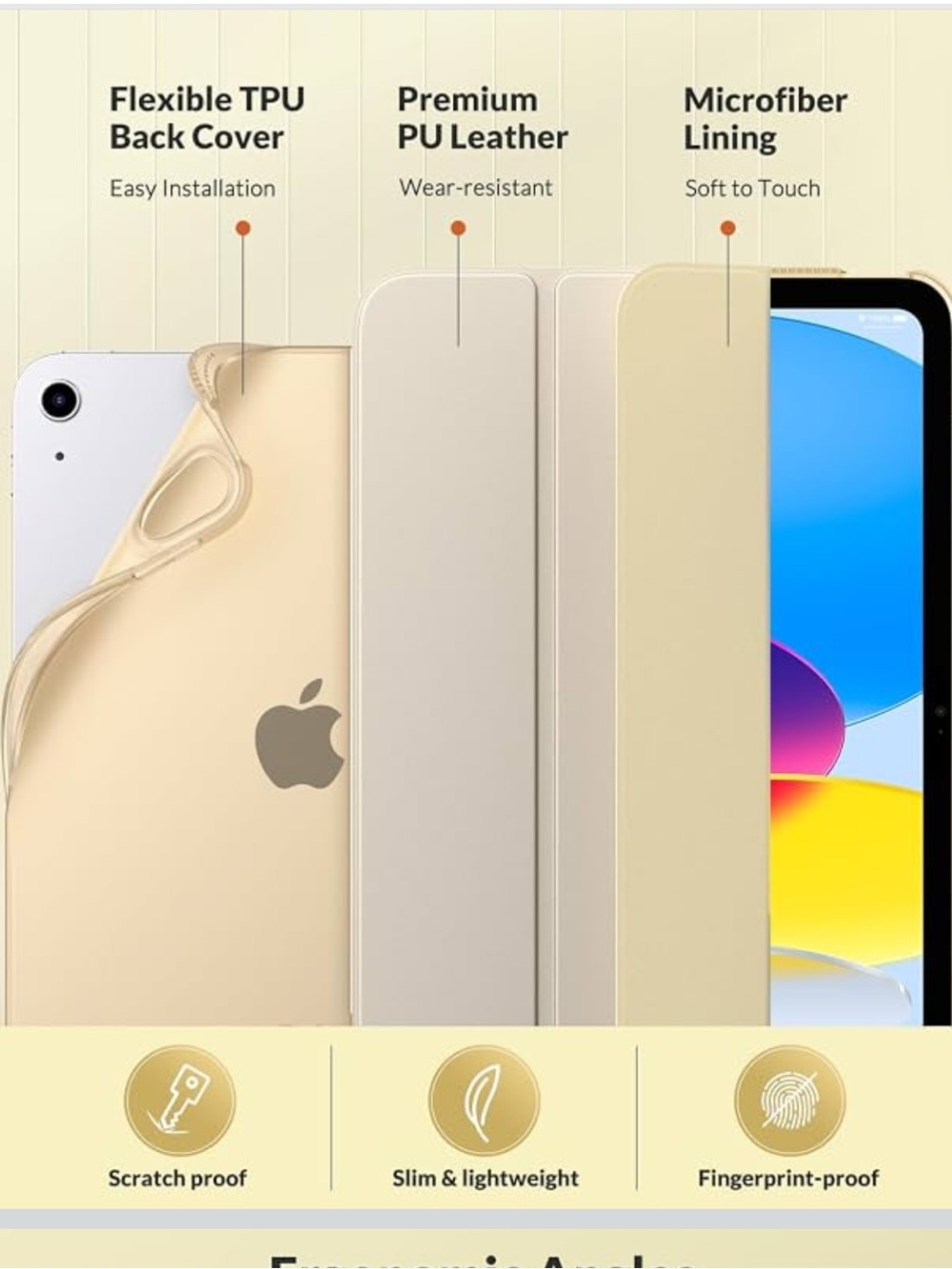 Champagne Flexible Gold Case for iPad (11th/10th Gen) - Protective - Picture 4 of 7